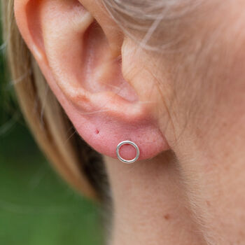 Sterling Silver Mini Geo Circle Studs, 2 of 6