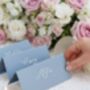 Handwritten Blush Blue Place Cards With White Ink, thumbnail 1 of 4