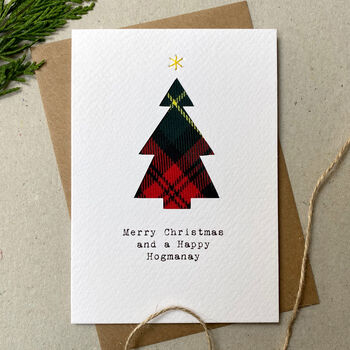 Cute Tartan Christmas Tree Scottish Christmas Card, 3 of 3