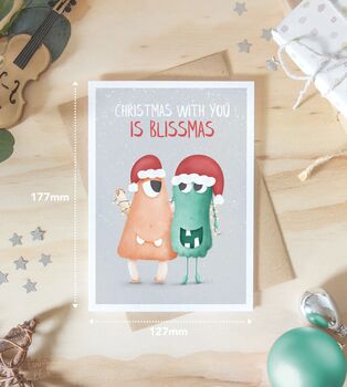Blissmas Cute Christmas Card For Husband Wife Partner, 3 of 4