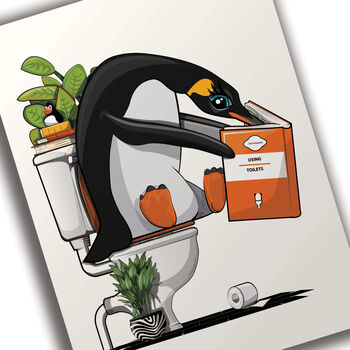 Penguin On Toilet, Funny Toilet Art, 8 of 8