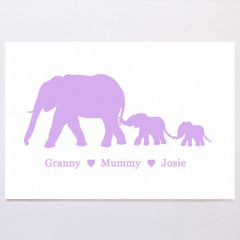 Personalised Elephant Family Print, 4 of 9