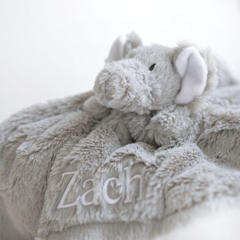 Personalised Fluffy Grey Elephant Baby Comforter, 4 of 6