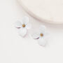 White Hand Painted Flower Shaped Stud Earrings, thumbnail 3 of 3