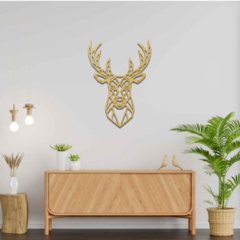 Geometric Stag Deer Head Wooden Wall Art Room Decor, 6 of 10