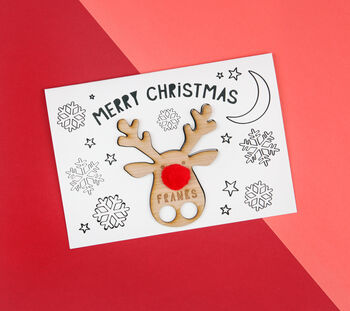 Personalised Rudolph Finger Puppet And Colour In Card, 4 of 4
