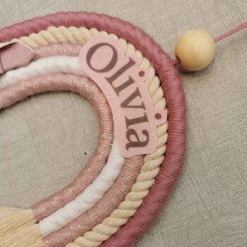 Pink Sparkle Wall Hanging, Macrame Rainbow Personalised, 8 of 11