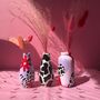 Set Of Three Cow Print Hand Painted Stem Vases, thumbnail 1 of 7