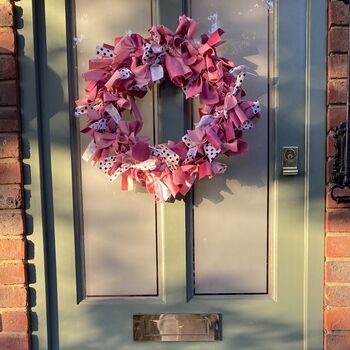 Handmade Pink Velvet Wreath, 5 of 6