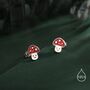 Sterling Silver Cute Mushroom Stud Earrings, thumbnail 6 of 12