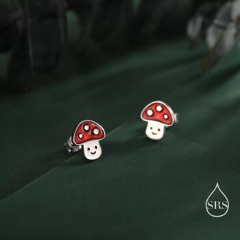 Sterling Silver Cute Mushroom Stud Earrings, 6 of 12