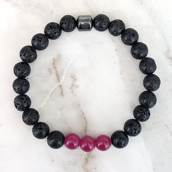 Men's Ruby And Lava Bead July Birthstone Bracelet, 5 of 9