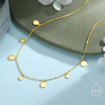 Sterling Silver Dainty Disk Choker Necklace, 2 of 12