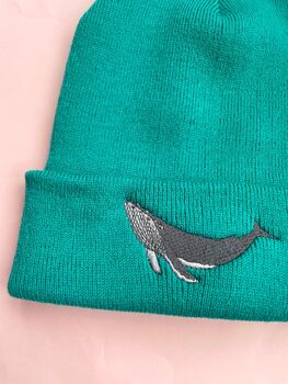 Humpback Whale Embroidered Beanie Hat, 4 of 5