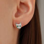 Silver And Emerald Rat And Cat Earrings, thumbnail 2 of 4