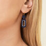 Navy And Pearlescent White Rectangle Earrings, thumbnail 2 of 7