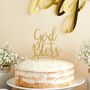 God Bless Gold Acrylic Cake Topper, thumbnail 1 of 3