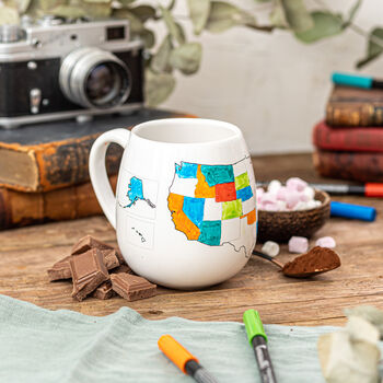 USA Map Colour In Mug With Ceramic Colouring Pen, 6 of 8