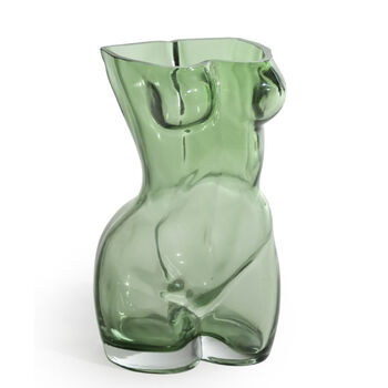 Large Green Female Body Glass Vase, 4 of 4