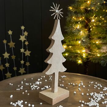 Wooden Tree Decoration With Gold Star, 2 of 2