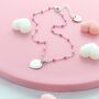 Personalised Pink Enamel Love Anklet, thumbnail 1 of 2