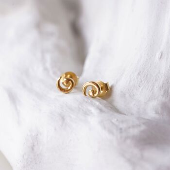 Tiny Gold Spiral Stud Earrings, 3 of 4