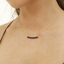 Sterling Silver Concave Bar Necklace Blue, thumbnail 1 of 10