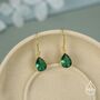 Sterling Silver Emerald Green Pear Cut Cz Drop Earrings, thumbnail 6 of 11