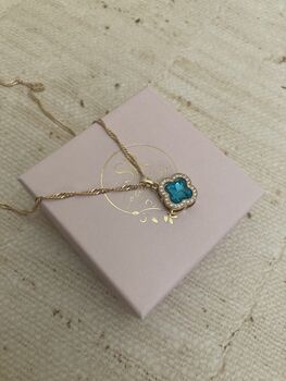 Blue Clover Pendant Necklace, 7 of 7