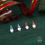 Sterling Silver Cute Gnome Stud Earrings With Hand Painted Enamel, thumbnail 1 of 12