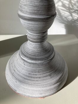73cm Grey Wooden Table Bedside Lamp With Taupe Shade Home Decor, 6 of 8