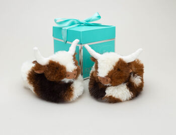Longhorn Texas Highland Cow Baby Newborn Slippers, Boxed, 4 of 8