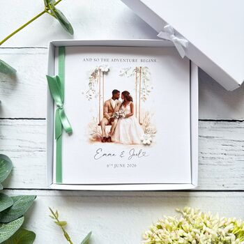 Handmade Wedding Day Card, Romantic Black Bride And Groom Design, 4 of 8
