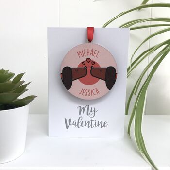 Personalised Dachshund Valentines Love Token And Card, 2 of 3
