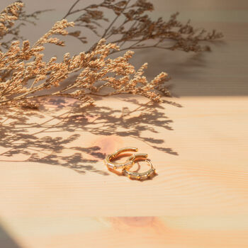 Gold Baguette Hoop Earrings With Cz Stones, 2 of 10