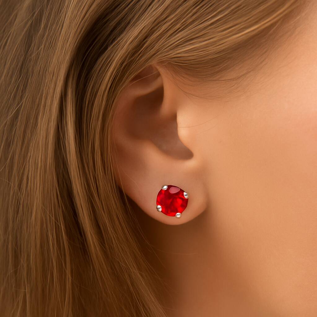 Ruby Red Swarovski Crystal Stud Earrings, 1 of 6