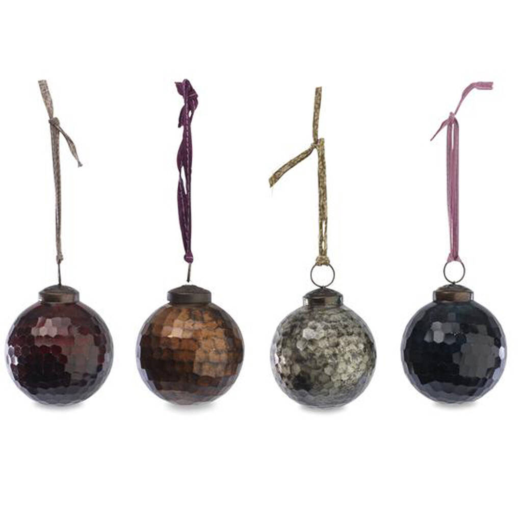 Set Of Four Antique Glass Baubles By Lime Lace | notonthehighstreet.com