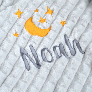 Personalised Embossed Moon And Stars Baby Blanket, 3 of 6