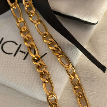 3mm Figaro Chain Necklace, 18 Carat Gold Plated, 2 of 5
