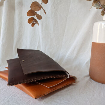 Leather Clutch Bag With Interlocking Seam, 2 of 12