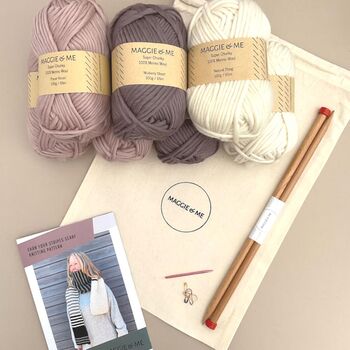 Earn Your Stripes Scarf 100% Merino Knitting Kit, 2 of 8