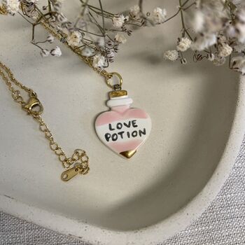 Baby Pink Ceramic Charm Love Potion Necklace, 2 of 6