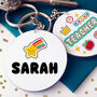 Personalised Design Your Own Teacher Sticker Style Keyring, thumbnail 1 of 3