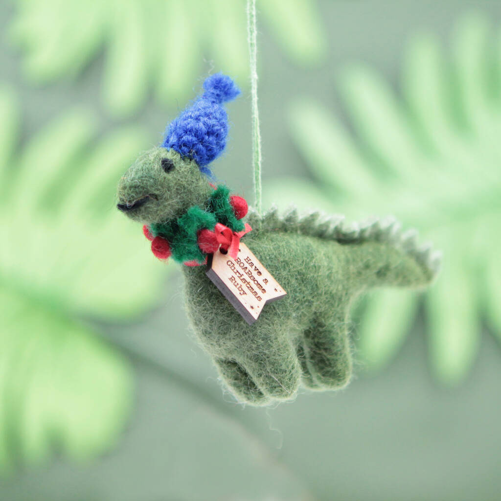 Personalised Felt Wreath Dinosaur Christmas Decoration By Postbox Party