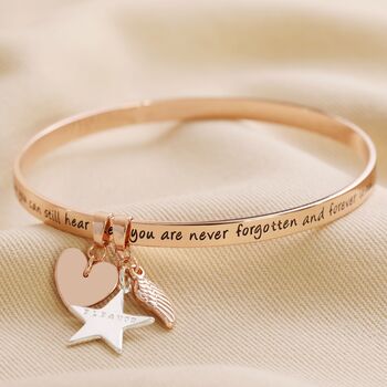 Personalised 'Never Forgotten' Meaningful Word Bangle, 5 of 6