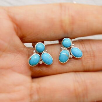 Turquoise Silver Stud Earrings, 2 of 5