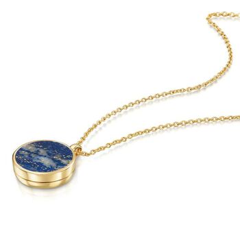 Lapis Lazuli Modern Round Locket – 18 K Gold Plated, 3 of 9