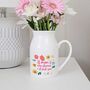 Mother's Day Flower Jug Vase Mum Birthday Gift, thumbnail 1 of 3