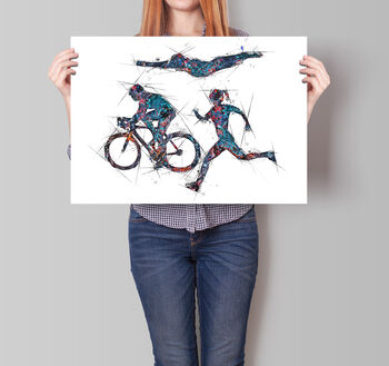 Womens Triathlon Sports Print, 3 of 4