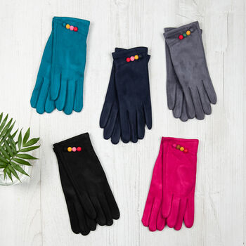 Colourful Faux Suede Gloves, 2 of 6